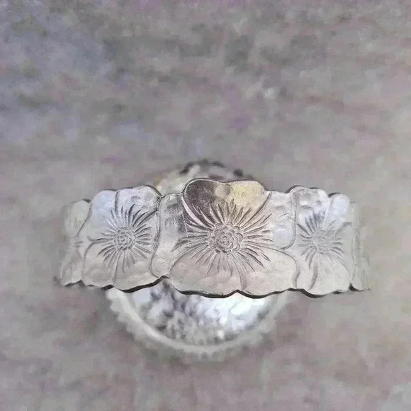 Continental Silver Co Vtg Aluminum Coasters in Coaster Caddy Set of‎ 8 Wild Rose - Picture 3 of 12